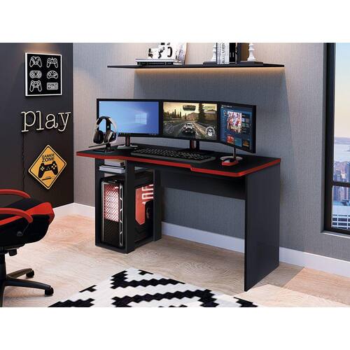 Mesa Gamer War Tampo Preto com Borda | Ponto