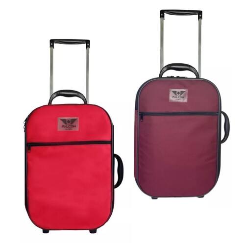 Kit Com 2 Mala Viagem de Bordo Mão Pequena Falcon 2 Rodinhas Medidas ANAC 55x35x25cm