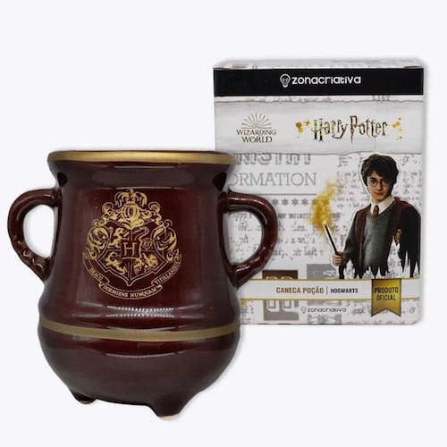 Caneca 3D Caldeirão Hogwarts - Harry Potter Marrom