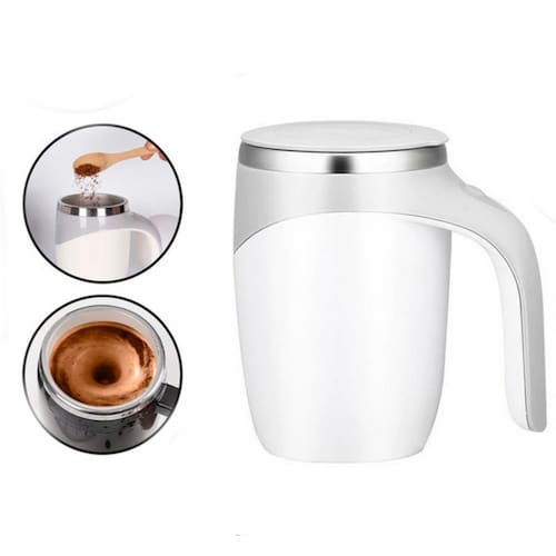 Caneca Mixer Inox Misturador 380ml Mistura Gourmet Chopp Chá Café Shakes Capuccino Térmica Pilhas Suporte Magnético