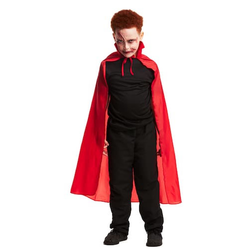 Capa de vampiro infantil com colete e gola alta para crianças preto e  vermelho Drácula fantasia de Halloween vestido de carnaval, Black , Red,  152 (11-12 Years)