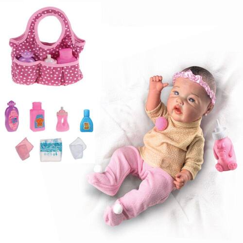 Boneca Bebê Reborn C/ Carrinho Rosa Bolsa Maternidade Jogo - Milk