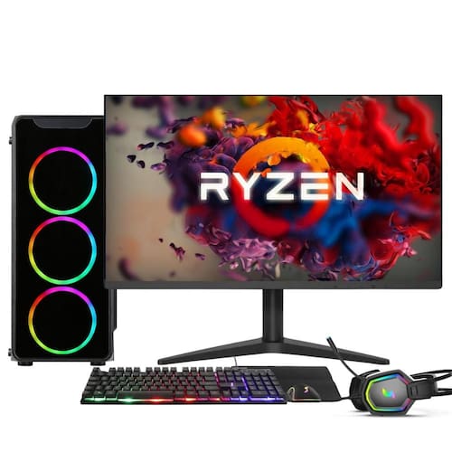 PC Gamer Completo AMD Ryzen 5 5600G, Gráficos Radeon VEGA 7, 16GB DDR4, SSD 512GB, Fonte 500W, Monitor 21.5" 75Hz, 3green Force - 3F-010