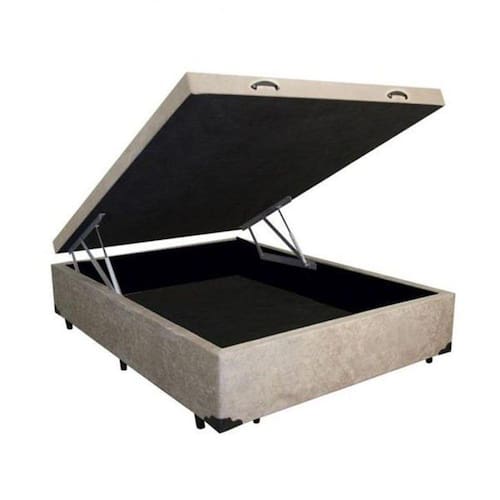 Cama Box Baú Casal Suede Bege 39x138x188 cm - Bege