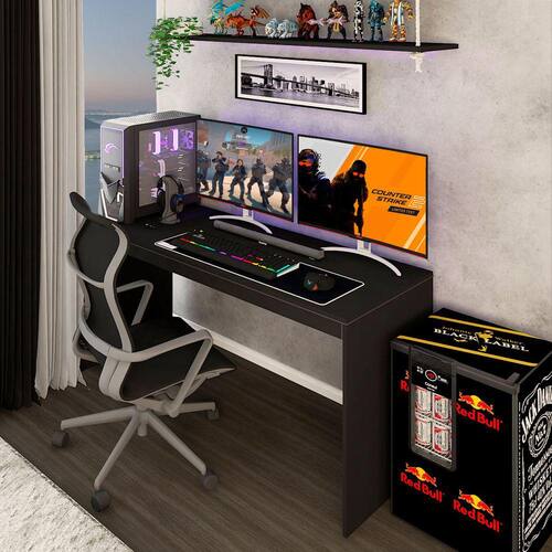 Mesa Gamer Battlestation Onix Tx - Panorama Móveis - Cinza