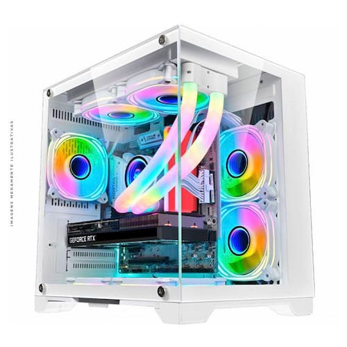 Gabinete Gamer K-Mex Space Aqua White, mATX, Vidro Temperado, Sem Fonte, Sem Fan - CG-W1KN