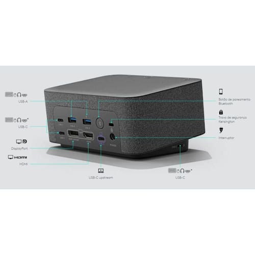 Dock Station Logi Dock Logitech - Conexão 5 periféricos e 2 monitores