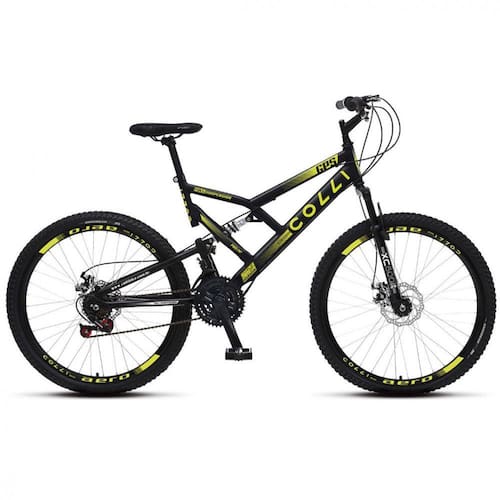 Bicicleta Colli 220 Aro Aéreo 26 Dupla Suspensão 21 Marchas Freios a Disco Menor preço em Bicicleta Colli 220 Aro Aéreo 26 Dupla Suspensão 21 Marchas Freios a Disco