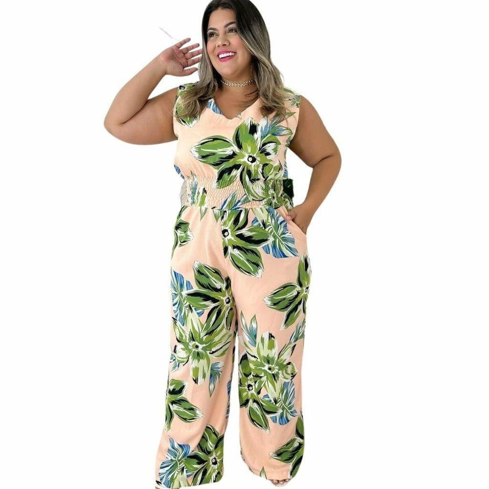 Macacão fashion feminino longo plus size