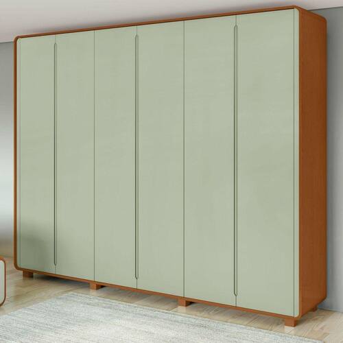 Guarda-roupa Casal Loop 6 Portas com Pés Frassino/Salvia