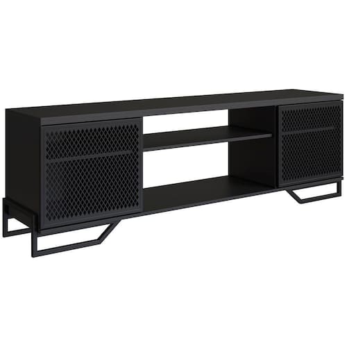 Rack Industrial 180 Cm 2 Pt Com Tela Em Metal 1027 Preto Pp Preto - Preto