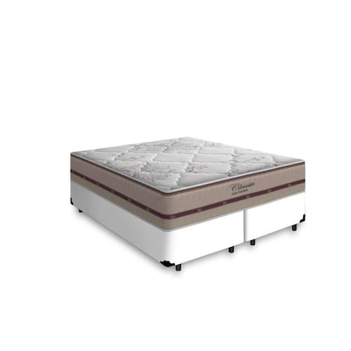 Cama Box Queen + Colchão de Molas Ensacadas - Anjos - Classic 158cm - Branco