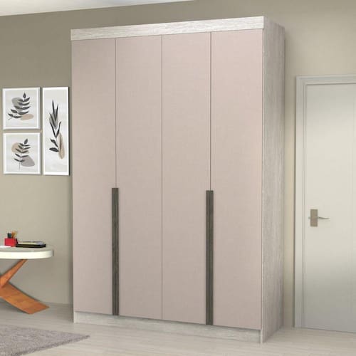 Guarda-roupa Solteiro 4 Portas 3 Gavetas 100% Mdf Marrocos Teka/Connect Chess/Nogueira Cadiz - Bege