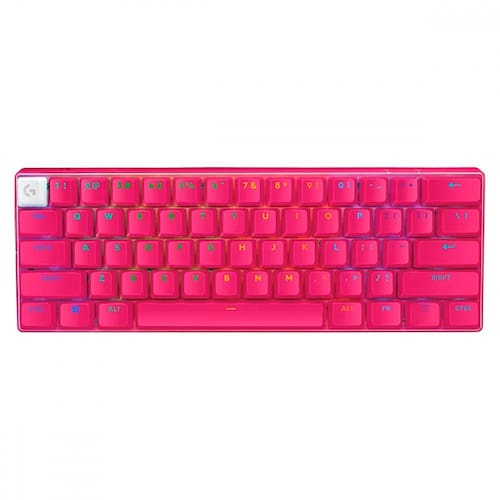 Teclado Gamer Sem Fio Logitech G PRO X 60 Lightspeed RGB Mecânico Switch Tátil Óptico Magenta US - 920-011940