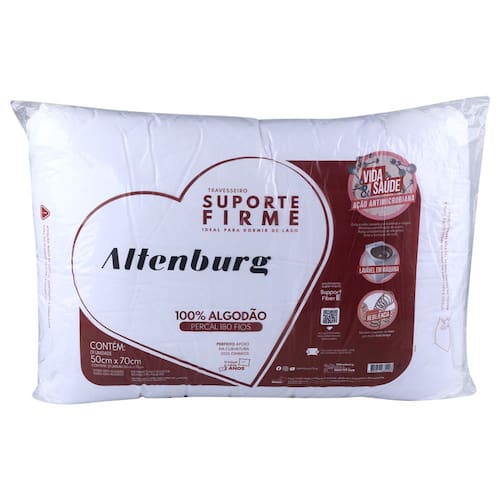 imagem-Travesseiro 50x70cm 180 Fios Suporte Firme Altenburg - Branco