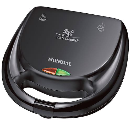 Sanduicheira Fast Grill e Sandwich Mondial S-12 750W - Preta