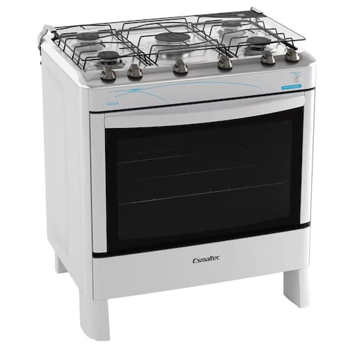 Fogão Esmaltec 5 Bocas Ágata 5062 com Mesa de Inox e Acendimento Automático Bivolt - Branco Menor preço em Fogão Esmaltec 5 Bocas Ágata 5062 com Mesa de Inox e Acendimento Automático Bivolt - Branco
