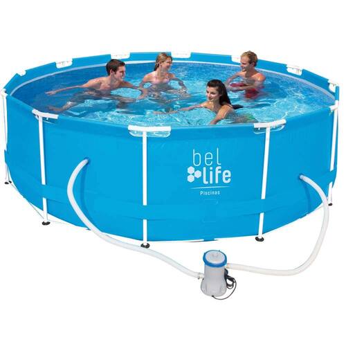 Piscina de Armação Bel Life 10000 Litros Azul com Filtro - Bel Fix Menor preço em Piscina de Armação Bel Life 10000 Litros Azul com Filtro - Bel Fix