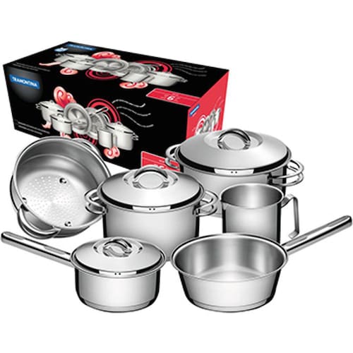 Conjunto de Panelas Inox 6 Peças Solar - Tramontina Menor preço em Conjunto de Panelas Inox 6 Peças Solar - Tramontina