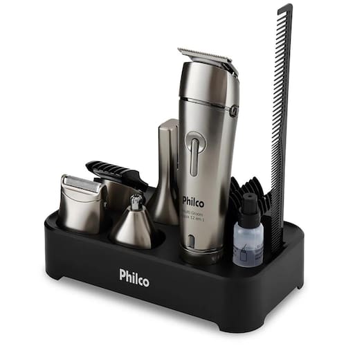Aparador de Pelos Philco Multi Groom Aqua 12 em 1 PAP03 Bivolt - Prata Menor preço em Aparador de Pelos Philco Multi Groom Aqua 12 em 1 PAP03 Bivolt - Prata