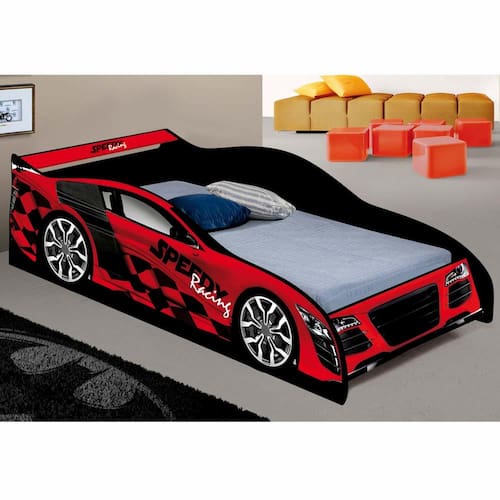 Cama Infantil Carro Drift 150x70 cm - Vermelho/Vermelho - Rpm Móveis