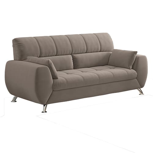 Menor preço em Sofá de 3 Lugares Linoforte Bélgica com 204 cm de Largura e Revestido em Tecido Suede