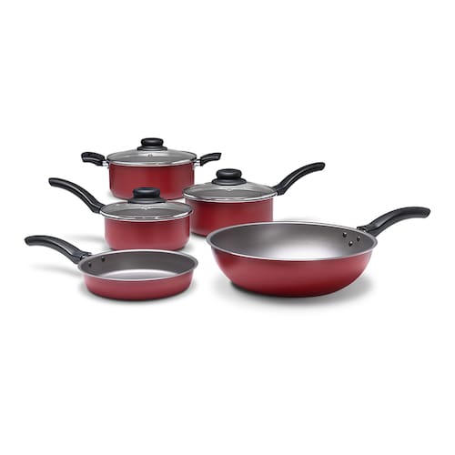 Conjunto de Panelas 5 Peças Brinox Ruby com Revestimento Interno Antiaderente Pro-Flon e Tampas de Vidro com Saída de Vapor - Vermelho Menor preço em Conjunto de Panelas 5 Peças Brinox Ruby com Revestimento Interno Antiaderente Pro-Flon e Tampas de Vidro com Saída de Vapor - Vermelho