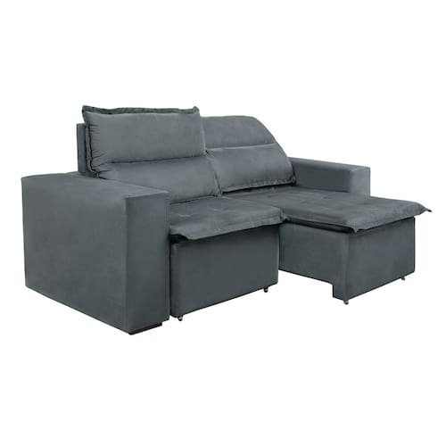 Sofá 3 Lugares Luizzi Montana com 204 cm de Largura, Retrátil e Reclinável, Revestido em Suede Veludo Menor preço em Sofá 3 Lugares Luizzi Montana com 204 cm de Largura, Retrátil e Reclinável, Revestido em Suede Veludo