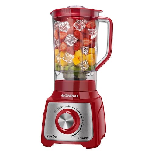 Liquidificador Mondial L1200 RI Turbo Inox Vermelho 1200W com 12 Velocidades Menor preço em Liquidificador Mondial L1200 RI Turbo Inox Vermelho 1200W com 12 Velocidades