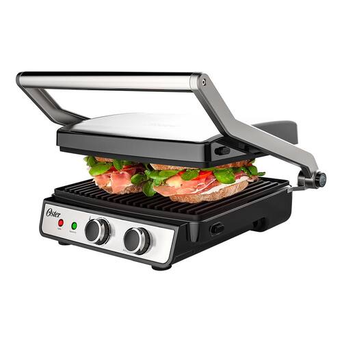 Grill Elétrico Oster Multiuso 2 em 1 Antiaderente 1500W - Inox/Preto Menor preço em Grill Elétrico Oster Multiuso 2 em 1 Antiaderente 1500W - Inox/Preto