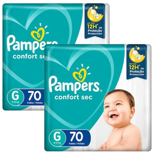 Fralda Pampers Confort Sec Giga G - 140 Unidades Menor preço em Fralda Pampers Confort Sec Giga G - 140 Unidades
