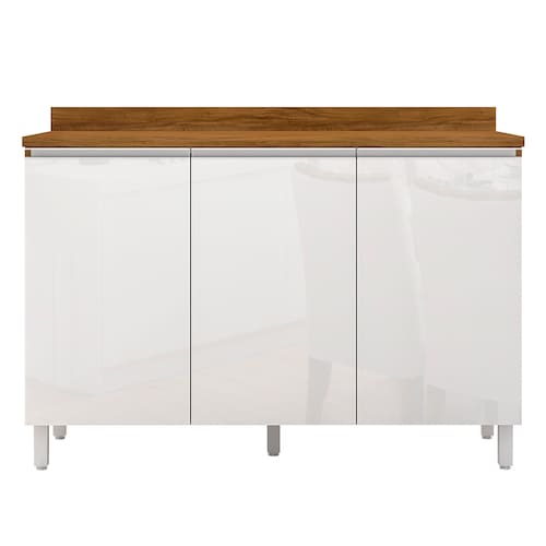 Balcão Triplo Bartira Amazonita com 3 Portas e 1 Prateleira - 120,1cm de largura Menor preço em Balcão Triplo Bartira Amazonita com 3 Portas e 1 Prateleira - 120,1cm de largura