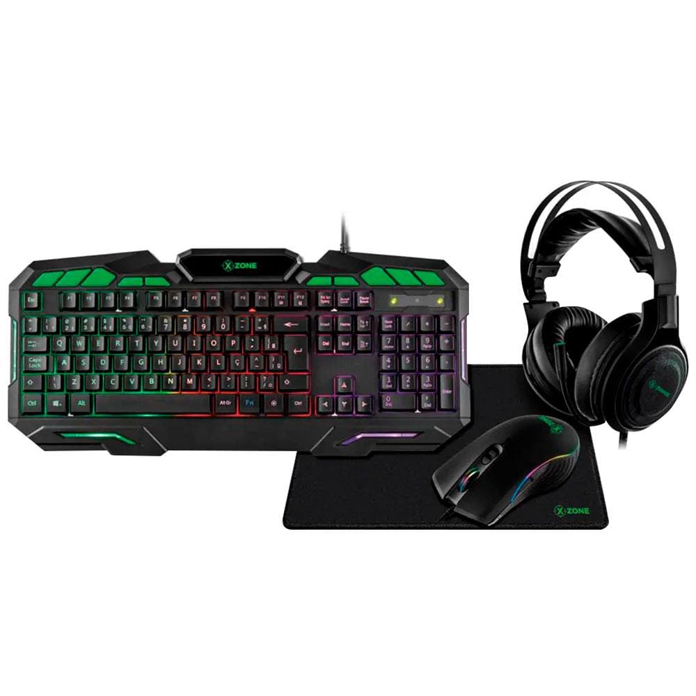 Combo Gamer 4 em 1 X-Zone GTC-02 LED - Preto