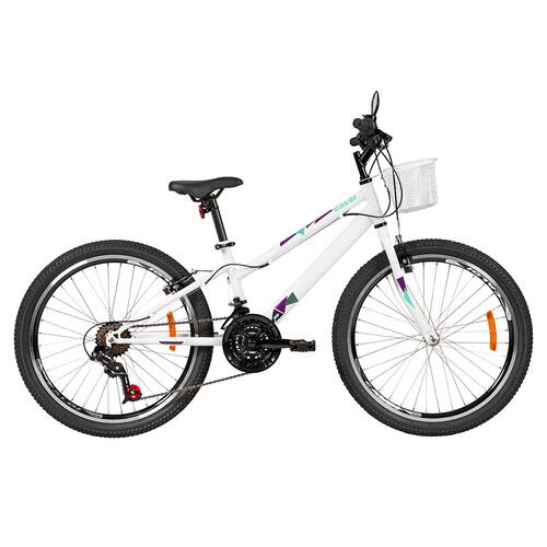 Bicicleta Caloi Ceci Aro 24 com 21 Marchas, Freio V-brake e Cesto Frontal - Branca Menor preço em Bicicleta Caloi Ceci Aro 24 com 21 Marchas, Freio V-brake e Cesto Frontal - Branca