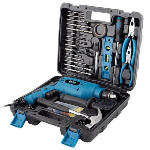 Furadeira Philco PFU03MF 650W 3/8” com Maleta e 99 Acessórios (Martelo, Alicate de Bico, Alicate Tradicional, Bits, Brocas) Menor preço em Furadeira Philco PFU03MF 650W 3/8” com Maleta e 99 Acessórios (Martelo, Alicate de Bico, Alicate Tradicional, Bits, Brocas)