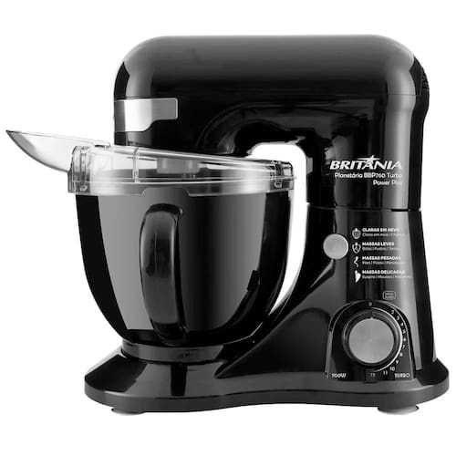 Batedeira Planetária Britânia BBP760P Power Plus com 12 Velocidades e 700W - Preta Menor preço em Batedeira Planetária Britânia BBP760P Power Plus com 12 Velocidades e 700W - Preta