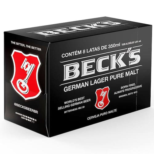 Cerveja Becks Puro Malte Lata 350ml Pack - 8 Unidades Menor preço em Cerveja Becks Puro Malte Lata 350ml Pack - 8 Unidades