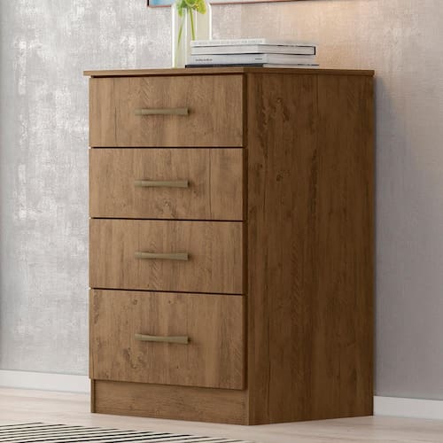 Cômoda Moval MS913 com 4 Gavetas e 60 cm de Largura - Castanho Wood