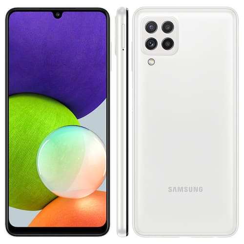 Smartphone Samsung Galaxy A22 Branco 128GB, 4GB RAM, Câmera Quádrupla Traseira, Tela Infinita de 6.4", Bateria de 5000mAh, Dual Chip e Octa Core Menor preço em Smartphone Samsung Galaxy A22 Branco 128GB, 4GB RAM, Câmera Quádrupla Traseira, Tela Infinita de 6.4", Bateria de 5000mAh, Dual Chip e Octa Core
