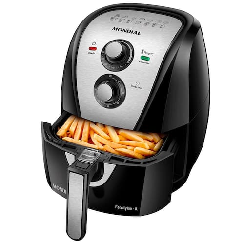 Fritadeira Elétrica Sem Óleo Air Fryer Mondial AFN40BI Family Inox 4L - Preta/Inox