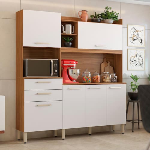 Cozinha Compacta Demóbile Savoy com 6 Portas, 2 Gavetas e 2 Prateleiras - 178cm de largura Menor preço em Cozinha Compacta Demóbile Savoy com 6 Portas, 2 Gavetas e 2 Prateleiras - 178cm de largura