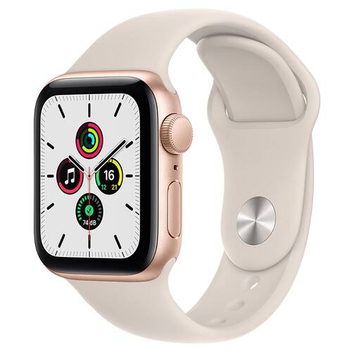 Menor preço em Apple Watch SE GPS, 44mm Caixa Dourada de Alumínio com Pulseira Esportiva Estelar