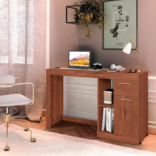 Mesa para Computador EDN Doris com 1 Porta, 1 Gaveta e Espaço para Impressora