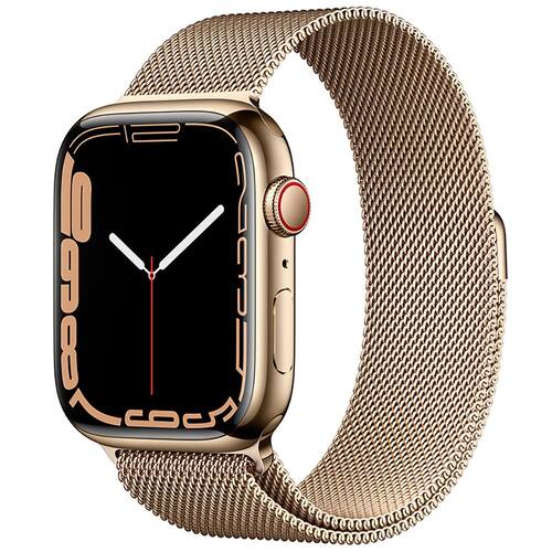 Apple Watch Series 7 GPS + Cellular, 41mm Caixa Dourada de Aço Inoxidável com Pulseira Estilo Milanês Dourada Menor preço em Apple Watch Series 7 GPS + Cellular, 41mm Caixa Dourada de Aço Inoxidável com Pulseira Estilo Milanês Dourada