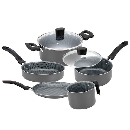 Conjunto de Panelas 5 Peças Alegrete Basic em Alumínio com Revestimento Antiaderente e Tampa de Vidro com Saída de Vapor - Cinza é ruim? Conjunto de Panelas 5 Peças Alegrete Basic em Alumínio com Revestimento Antiaderente e Tampa de Vidro com Saída de Vapor - Cinza é boa?
