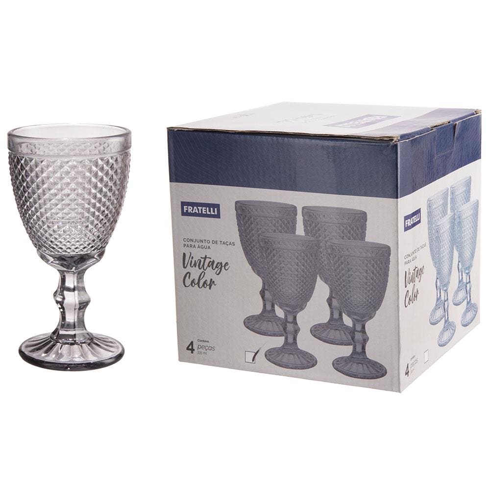 [Cores Sortidas] — Conjunto De Taças Para Água Fratelli Vintage Color 335 Ml 4 Peças