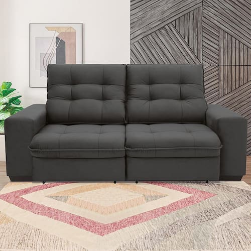 Sofá 3 Lugares Linoforte Benetton com Assento Retrátil e Encosto Reclinável em Tecido Suede 200 cm de Largura Menor preço em Sofá 3 Lugares Linoforte Benetton com Assento Retrátil e Encosto Reclinável em Tecido Suede 200 cm de Largura
