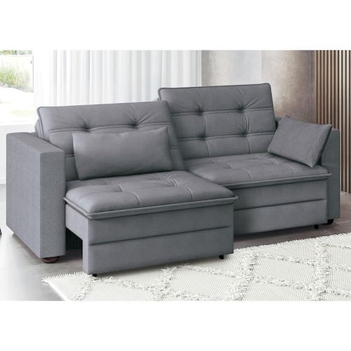 Sofá-Cama 3 Lugares Linoforte Zamora com Assento Retrátil e Encosto Reclinável em Tecido Suede Trama 208cm de Largura Menor preço em Sofá-Cama 3 Lugares Linoforte Zamora com Assento Retrátil e Encosto Reclinável em Tecido Suede Trama 208cm de Largura