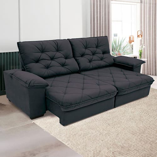 Sofá 4 Lugares Linoforte Luggero Retrátil e Reclinável Revestido em Tecido Suede com 230cm de Largura Menor preço em Sofá 4 Lugares Linoforte Luggero Retrátil e Reclinável Revestido em Tecido Suede com 230cm de Largura