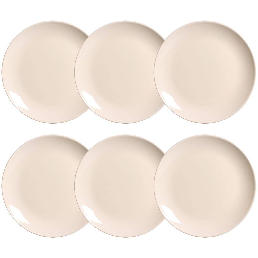 Conjunto com 6 Pratos Rasos Coup em Cerâmica, 27,5cm - Porto Brasil (Cru)